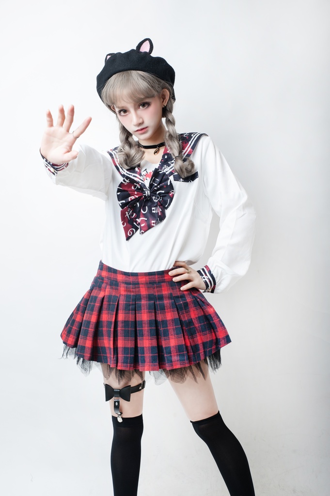 JillpunkオリジナルKERAイギリス王室学院風 二次コンタータン安全パンツ付きチェック柄レイヤードプリーツスカート パンクレディースV系