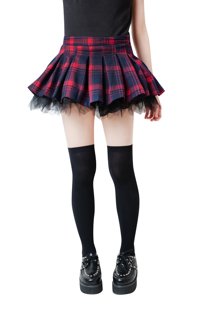 JillpunkオリジナルKERAイギリス王室学院風 二次コンタータン安全パンツ付きチェック柄レイヤードプリーツスカート パンクレディースV系