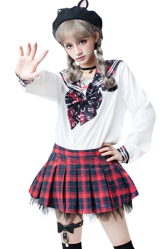 JillpunkオリジナルKERAイギリス王室学院風 二次コンタータン安全パンツ付きチェック柄レイヤードプリーツスカート パンクレディースV系