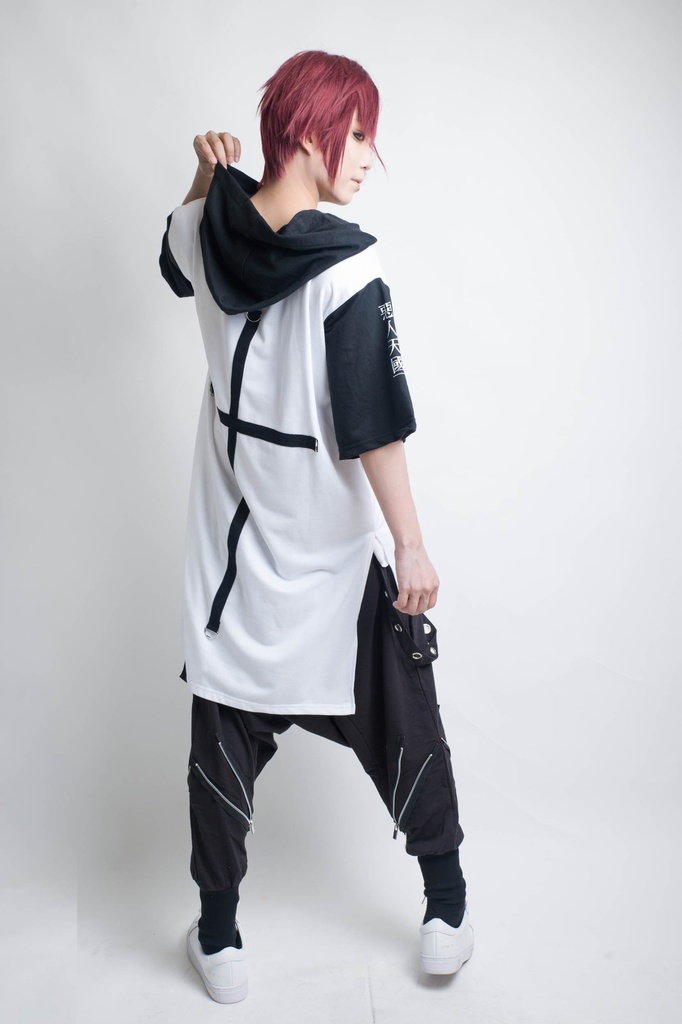 JillpunkオリジナルスタイルパンクKERA 地獄サドゥー行者苦行僧鉄チェーンゆったりディップヘムパーカーメンズ レディースV系