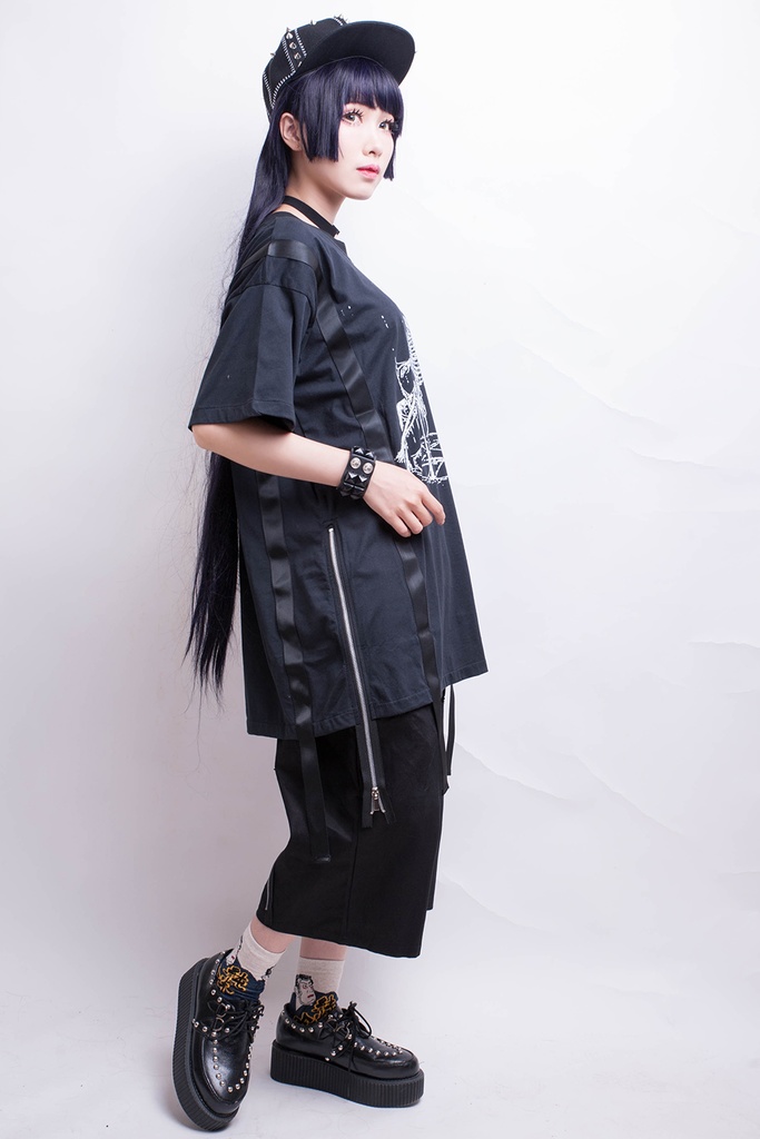 Jillpunkオリジナルスタイルパンクv系悪魔魔法陣マリオネット人形ゆったり半袖Tシャツ メンズ レディースパンク ロック バンギャ KERA