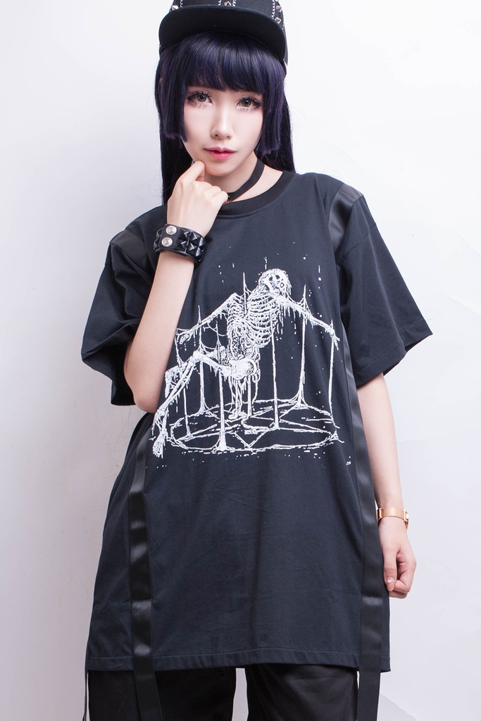 Jillpunkオリジナルスタイルパンクv系悪魔魔法陣マリオネット人形ゆったり半袖Tシャツ メンズ レディースパンク ロック バンギャ KERA