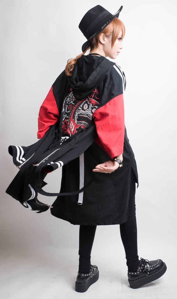 JillpunkオリジナルスタイルKERA怪乱舞 陰陽師赤ダルマの怒り現代甚平和風トップブレザージャケットメンズ レディースV系