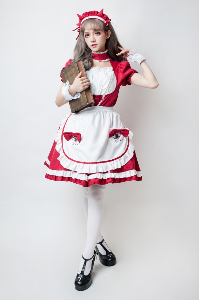 JillpunkオリジナルスタイルKERAアニメファンタジー 秋葉原アルケミスト魔女メイドエプロンドレス ヘヤーバンド付き ロリタレディースLOLITA喫茶店