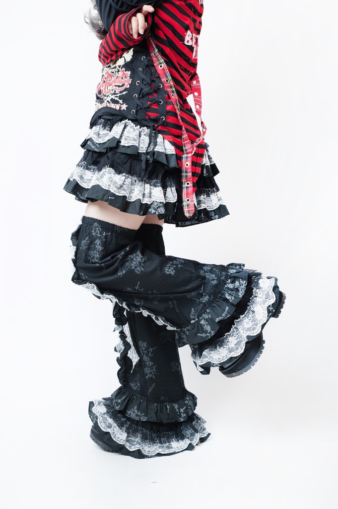 JillpunkオリジナルKERA エロス愛神キューピッドガーデン花柄上品レースフリルテイヤードスカート⋆レッグウォーマーセット COSPLAYレディースV系 姫系ゴシックロリータ おしゃれ可愛い萌え