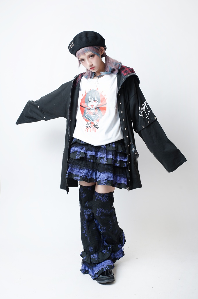 JillpunkオリジナルKERA エロス愛神キューピッドガーデン花柄上品レースフリルテイヤードスカート⋆レッグウォーマーセット COSPLAYレディースV系 姫系ゴシックロリータ おしゃれ可愛い萌え