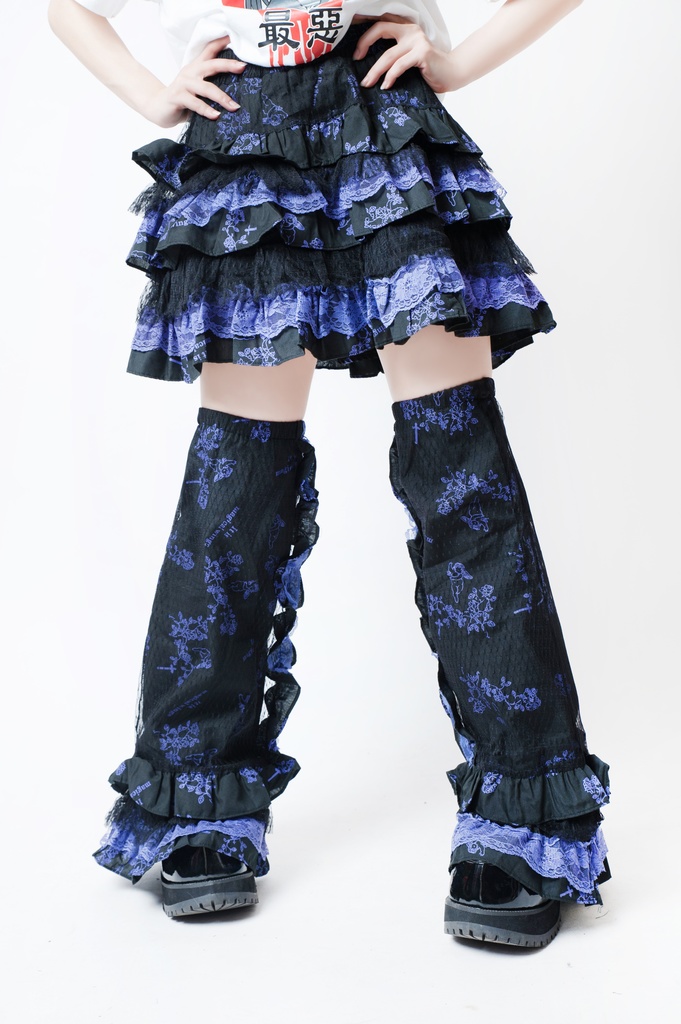 JillpunkオリジナルKERA エロス愛神キューピッドガーデン花柄上品レースフリルテイヤードスカート⋆レッグウォーマーセット COSPLAYレディースV系 姫系ゴシックロリータ おしゃれ可愛い萌え