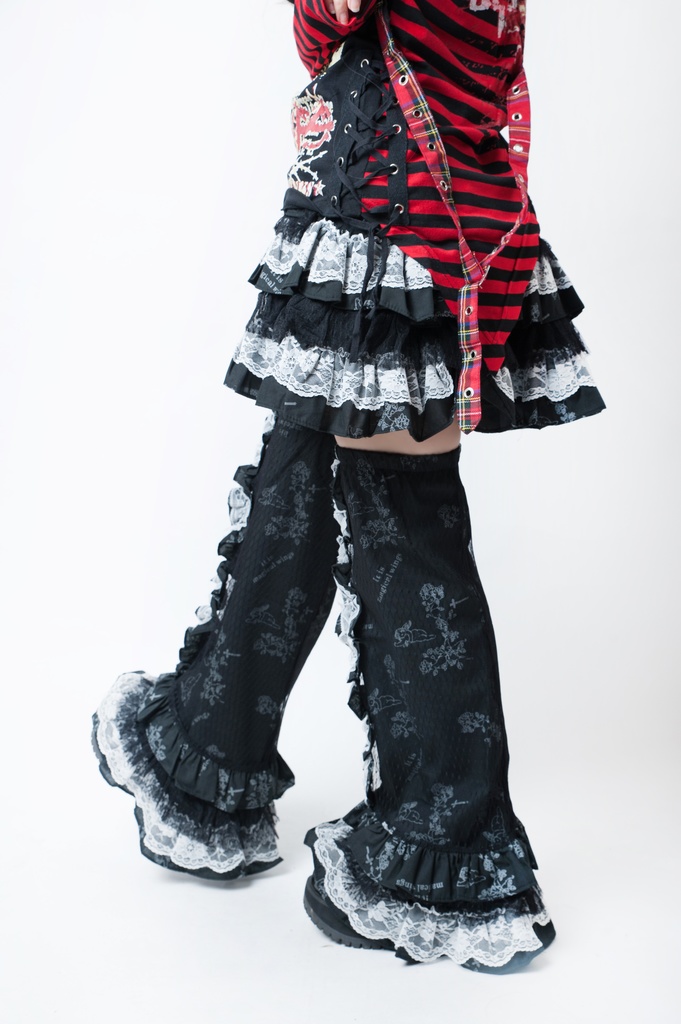 JillpunkオリジナルKERA エロス愛神キューピッドガーデン花柄上品レースフリルテイヤードスカート⋆レッグウォーマーセット COSPLAYレディースV系 姫系ゴシックロリータ おしゃれ可愛い萌え