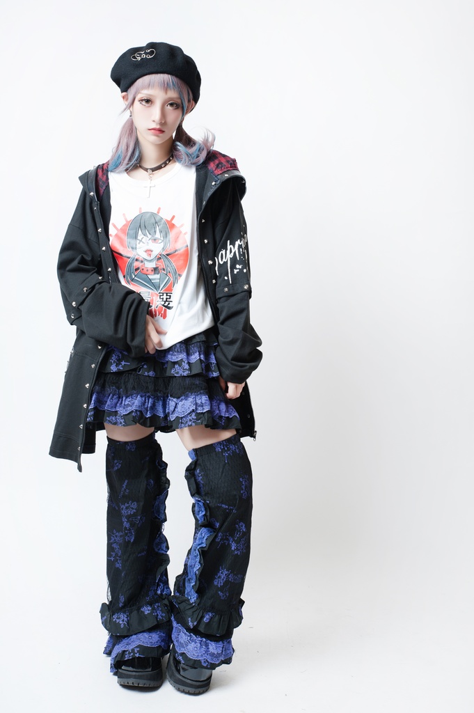 JillpunkオリジナルKERA エロス愛神キューピッドガーデン花柄上品レースフリルテイヤードスカート⋆レッグウォーマーセット COSPLAYレディースV系 姫系ゴシックロリータ おしゃれ可愛い萌え