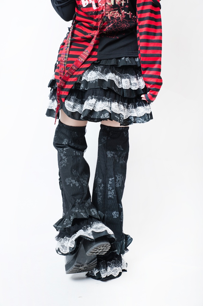 JillpunkオリジナルKERA エロス愛神キューピッドガーデン花柄上品レースフリルテイヤードスカート⋆レッグウォーマーセット COSPLAYレディースV系 姫系ゴシックロリータ おしゃれ可愛い萌え