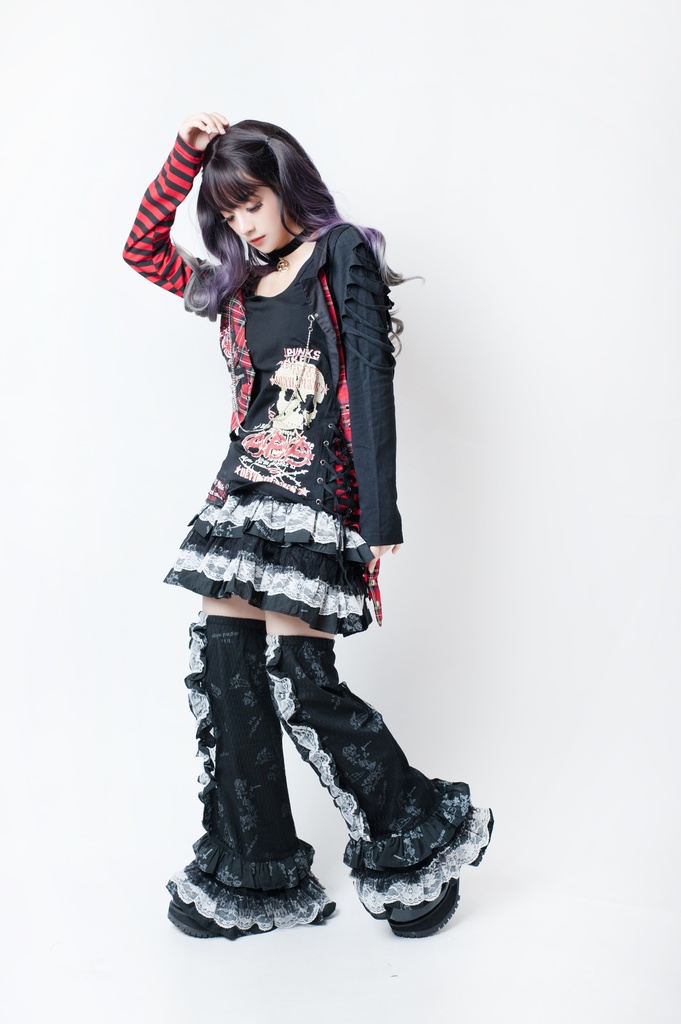 JillpunkオリジナルKERA エロス愛神キューピッドガーデン花柄上品レースフリルテイヤードスカート⋆レッグウォーマーセット COSPLAYレディースV系 姫系ゴシックロリータ おしゃれ可愛い萌え