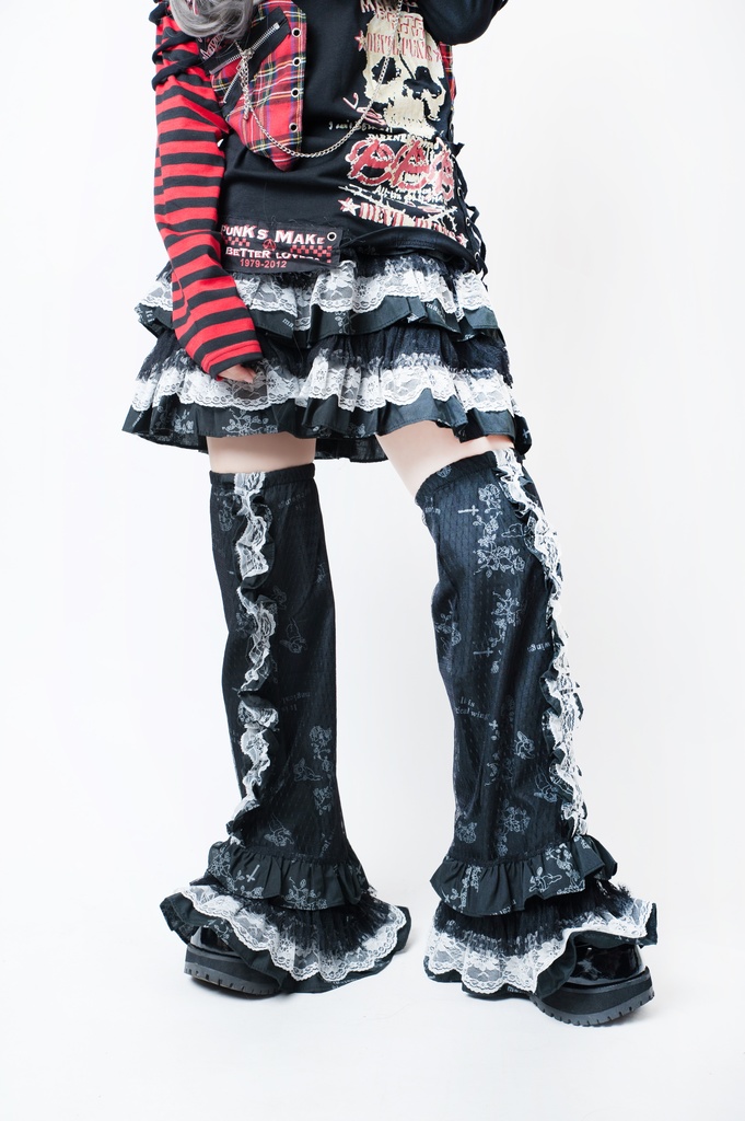 JillpunkオリジナルKERA エロス愛神キューピッドガーデン花柄上品レースフリルテイヤードスカート⋆レッグウォーマーセット COSPLAYレディースV系 姫系ゴシックロリータ おしゃれ可愛い萌え