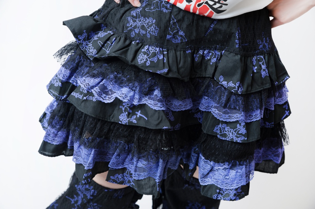 JillpunkオリジナルKERA エロス愛神キューピッドガーデン花柄上品レースフリルテイヤードスカート⋆レッグウォーマーセット COSPLAYレディースV系 姫系ゴシックロリータ おしゃれ可愛い萌え