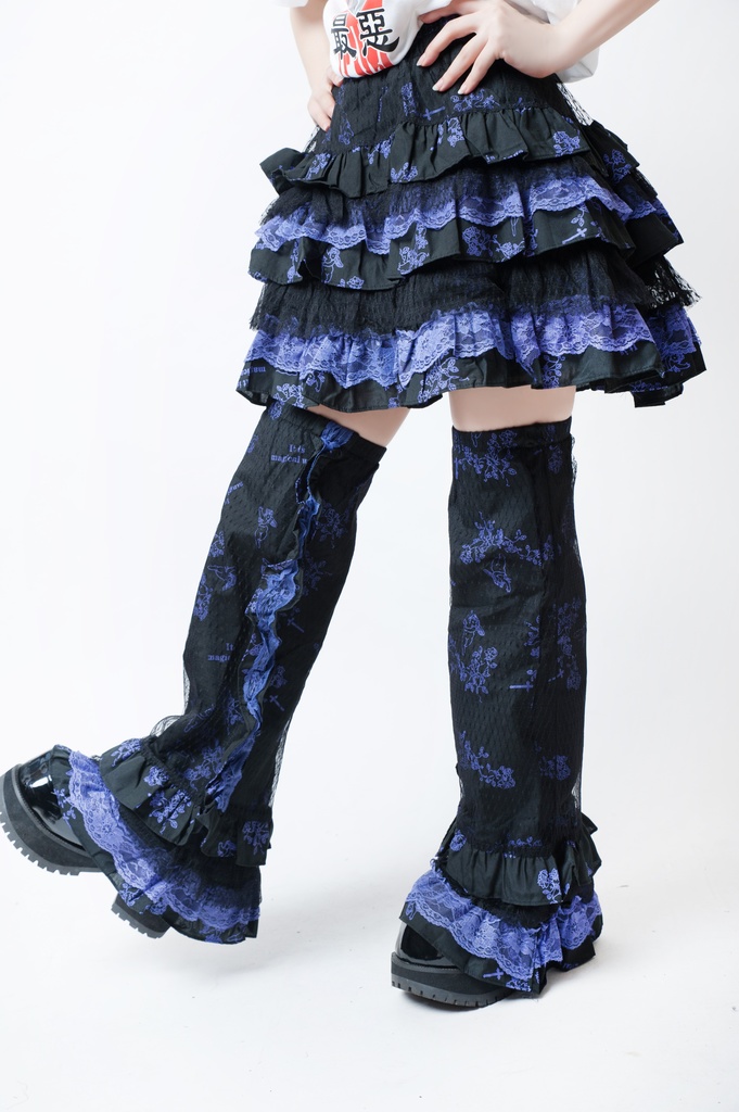 JillpunkオリジナルKERA エロス愛神キューピッドガーデン花柄上品レースフリルテイヤードスカート⋆レッグウォーマーセット COSPLAYレディースV系 姫系ゴシックロリータ おしゃれ可愛い萌え