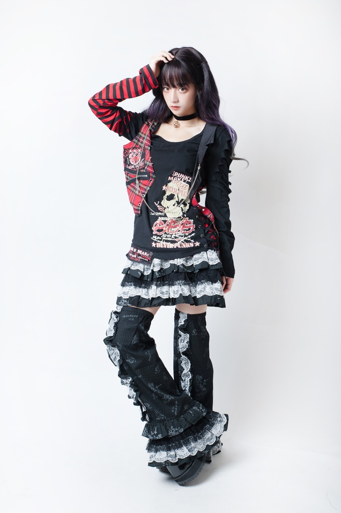 JillpunkオリジナルKERA エロス愛神キューピッドガーデン花柄上品レースフリルテイヤードスカート⋆レッグウォーマーセット COSPLAYレディースV系 姫系ゴシックロリータ おしゃれ可愛い萌え