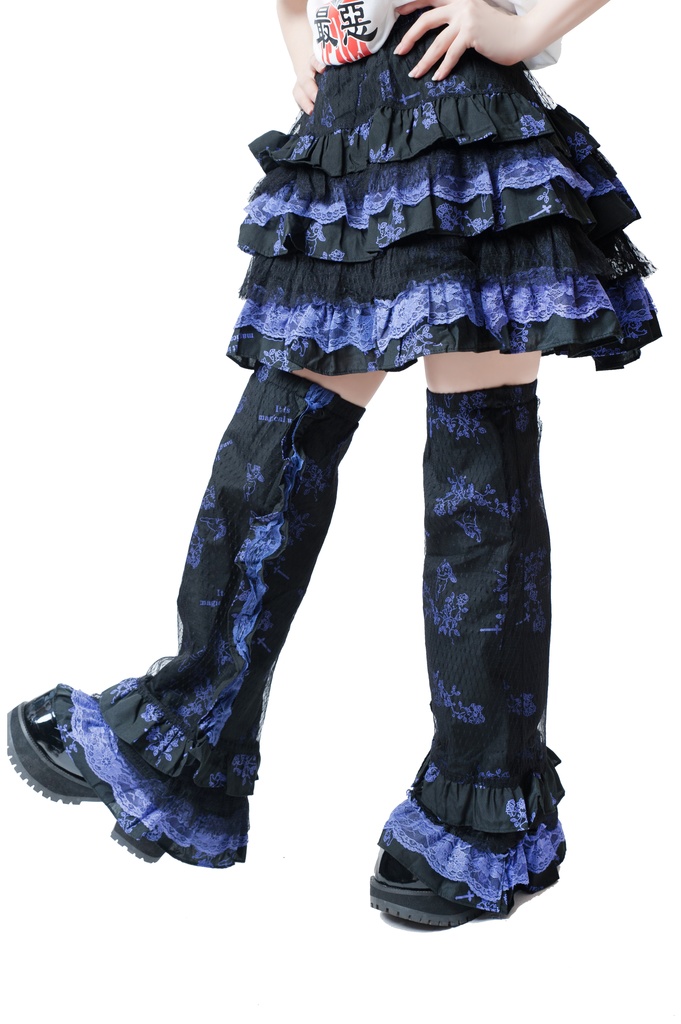 JillpunkオリジナルKERA エロス愛神キューピッドガーデン花柄上品レースフリルテイヤードスカート⋆レッグウォーマーセット COSPLAYレディースV系 姫系ゴシックロリータ おしゃれ可愛い萌え