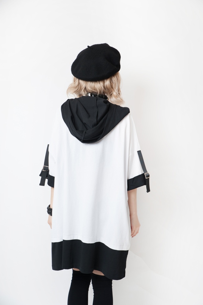 JillpunkオリジナルパンクKERA 闘争神ウサギうさぎ兵器兎鉄の鎖レイヤード白黒ゆったりパーカー メンズ レディー V系カッコいい おしゃれ大きいサイズ男女兼用ファッション秋葉系可愛いお兄系