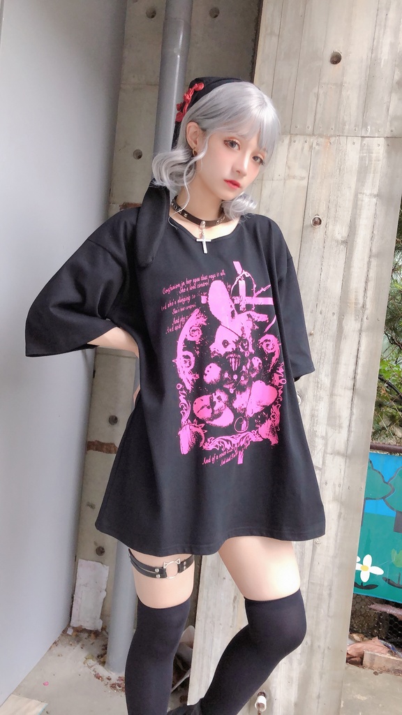 JillpunkオリジナルKERA 戦慄の童話呪い人形藁うさぎバニーウサギゆったりTシャツ メンズ レディーズ おしゃれ大きいサイズ男女兼用ファッション秋葉系萌え