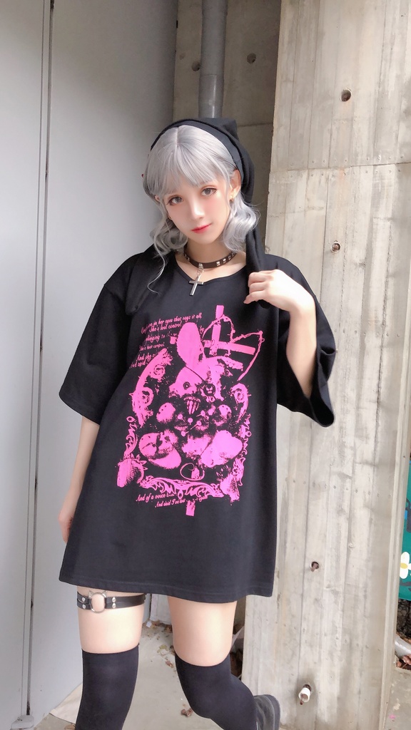 JillpunkオリジナルKERA 戦慄の童話呪い人形藁うさぎバニーウサギゆったりTシャツ メンズ レディーズ おしゃれ大きいサイズ男女兼用ファッション秋葉系萌え