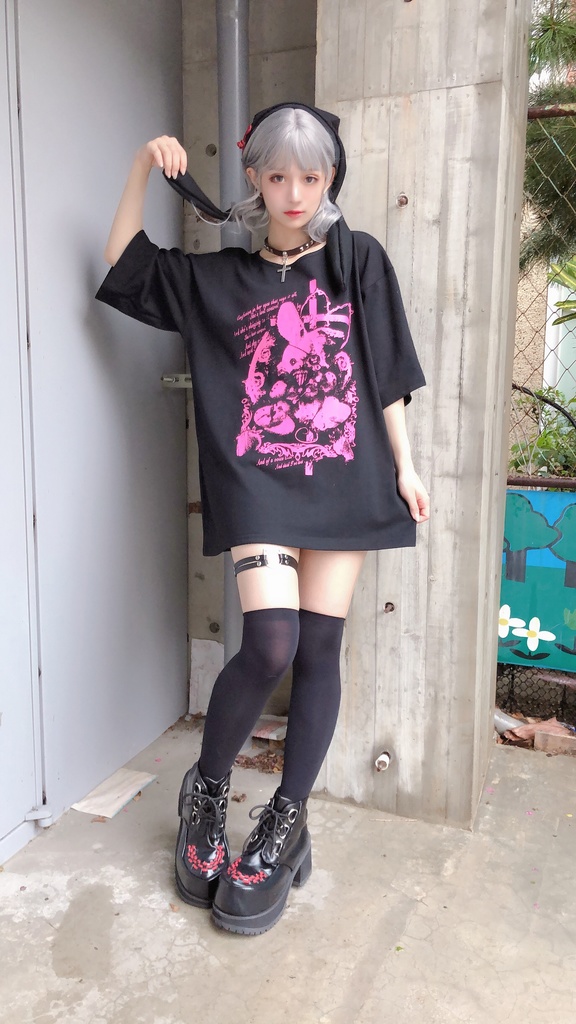 JillpunkオリジナルKERA 戦慄の童話呪い人形藁うさぎバニーウサギゆったりTシャツ メンズ レディーズ おしゃれ大きいサイズ男女兼用ファッション秋葉系萌え
