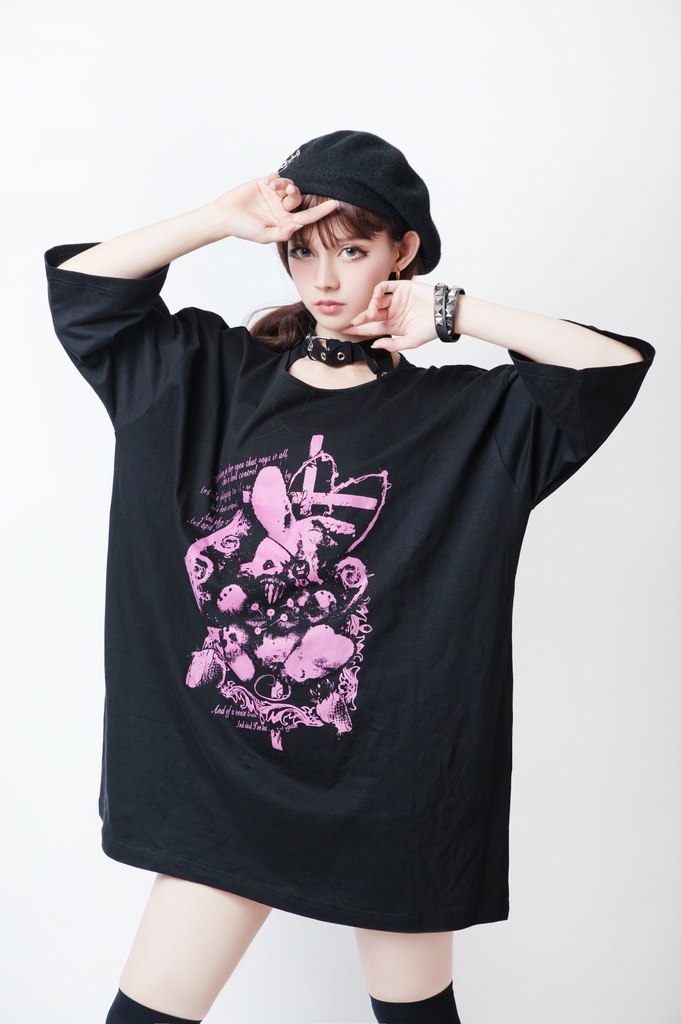 JillpunkオリジナルKERA 戦慄の童話呪い人形藁うさぎバニーウサギゆったりTシャツ メンズ レディーズ おしゃれ大きいサイズ男女兼用ファッション秋葉系萌え