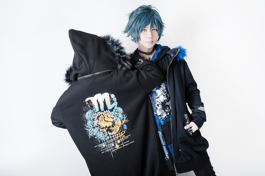 JillpunkオリジナルパンクKERA 死星宿曜さそり座フェイクレザースパイクリベット裏起毛パーカージャケット メンズ レディー V系 おしゃれ大きいサイズ男女兼用ファッション