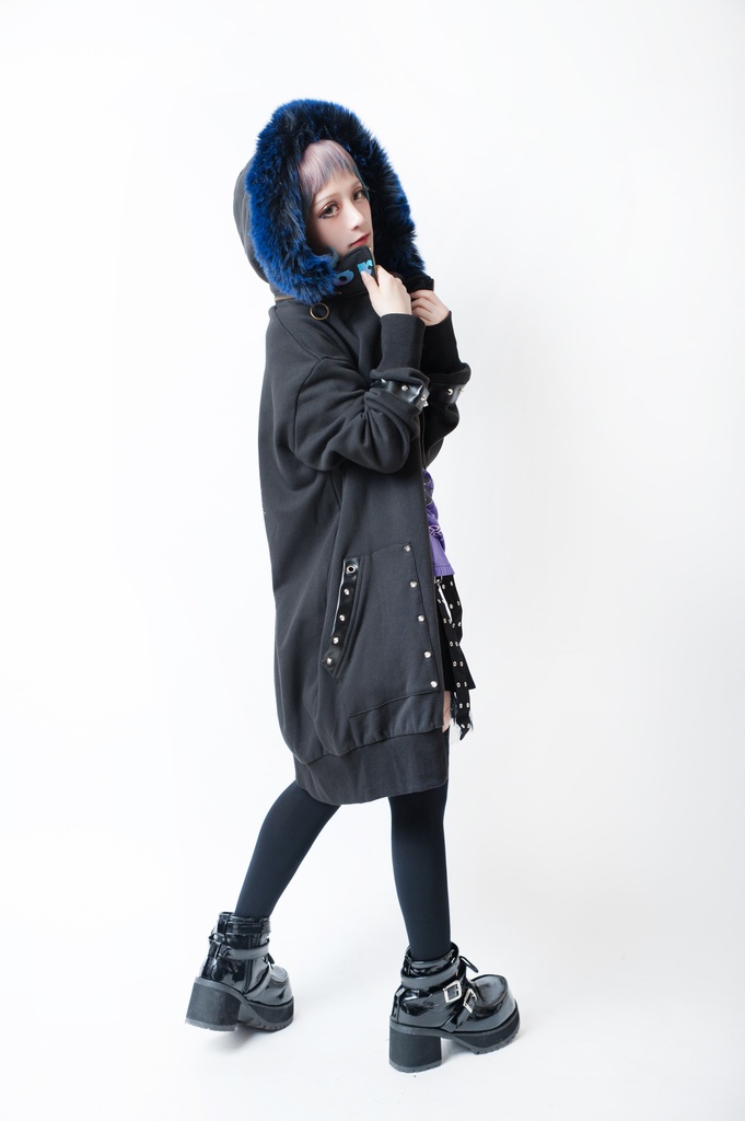 JillpunkオリジナルパンクKERA 死星宿曜さそり座フェイクレザースパイクリベット裏起毛パーカージャケット メンズ レディー V系 おしゃれ大きいサイズ男女兼用ファッション