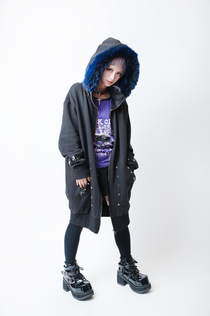 JillpunkオリジナルパンクKERA 死星宿曜さそり座フェイクレザースパイクリベット裏起毛パーカージャケット メンズ レディー V系 おしゃれ大きいサイズ男女兼用ファッション