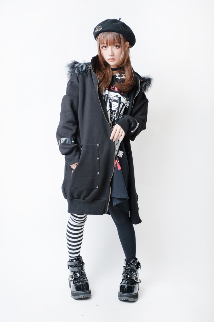 JillpunkオリジナルパンクKERA 死星宿曜さそり座フェイクレザースパイクリベット裏起毛パーカージャケット メンズ レディー V系 おしゃれ大きいサイズ男女兼用ファッション