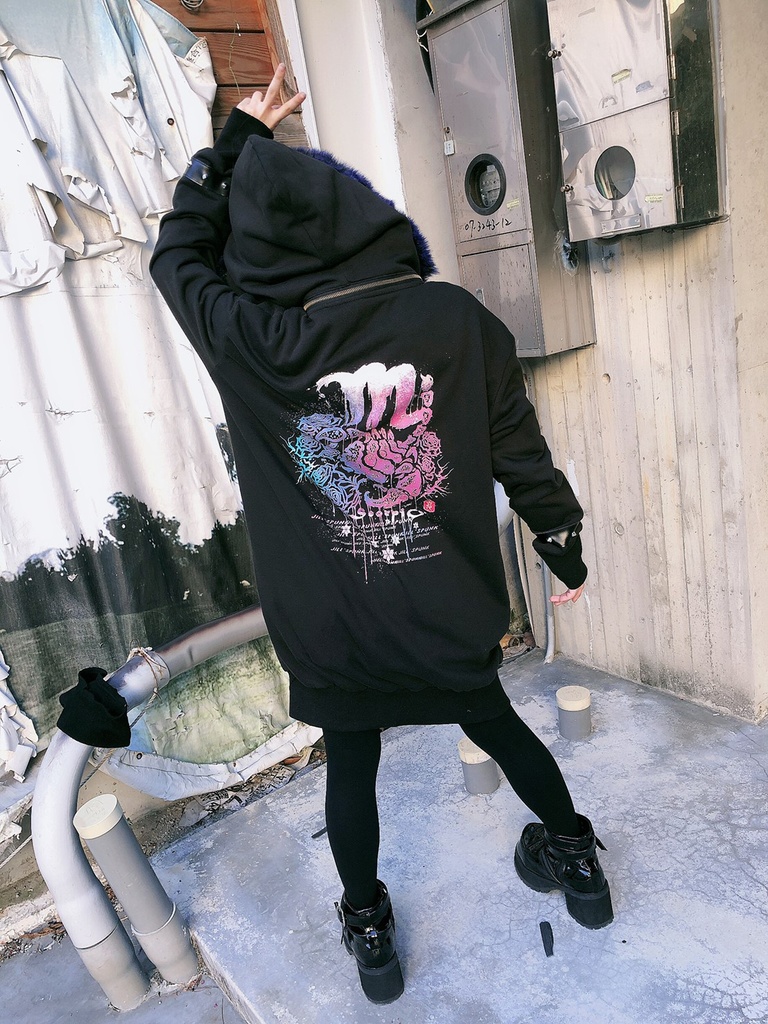 JillpunkオリジナルパンクKERA 死星宿曜さそり座フェイクレザースパイクリベット裏起毛パーカージャケット メンズ レディー V系 おしゃれ大きいサイズ男女兼用ファッション