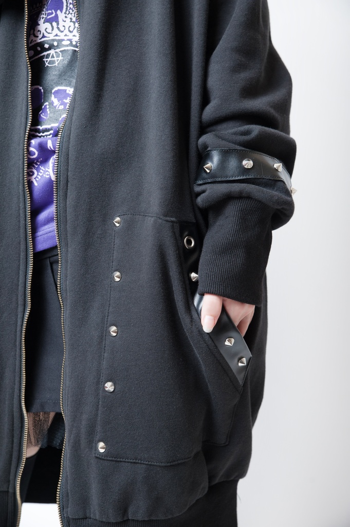 JillpunkオリジナルパンクKERA 死星宿曜さそり座フェイクレザースパイクリベット裏起毛パーカージャケット メンズ レディー V系 おしゃれ大きいサイズ男女兼用ファッション