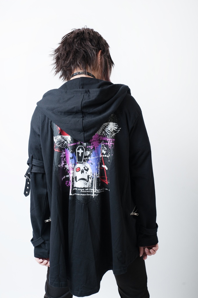 JillpunkオリジナルKERA コルウスからす座安全ピン付きゆったり付け札パーカージャケット メンズ レディーズ パンクロック カジュアル おしゃれ大きいサイズ男女兼用ヒップホップ