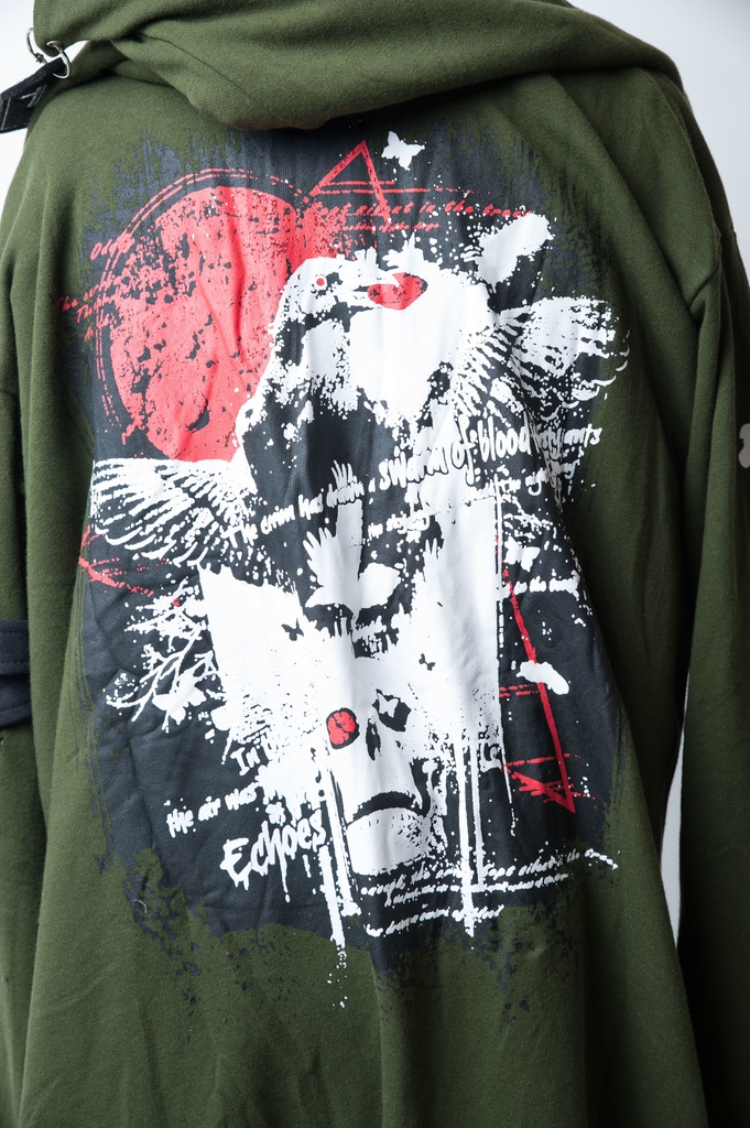 JillpunkオリジナルKERA コルウスからす座安全ピン付きゆったり付け札パーカージャケット メンズ レディーズ パンクロック カジュアル おしゃれ大きいサイズ男女兼用ヒップホップ