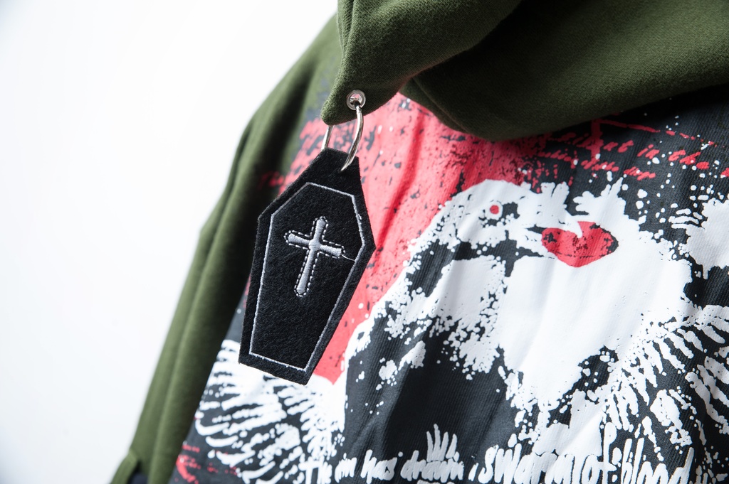 JillpunkオリジナルKERA コルウスからす座安全ピン付きゆったり付け札パーカージャケット メンズ レディーズ パンクロック カジュアル おしゃれ大きいサイズ男女兼用ヒップホップ