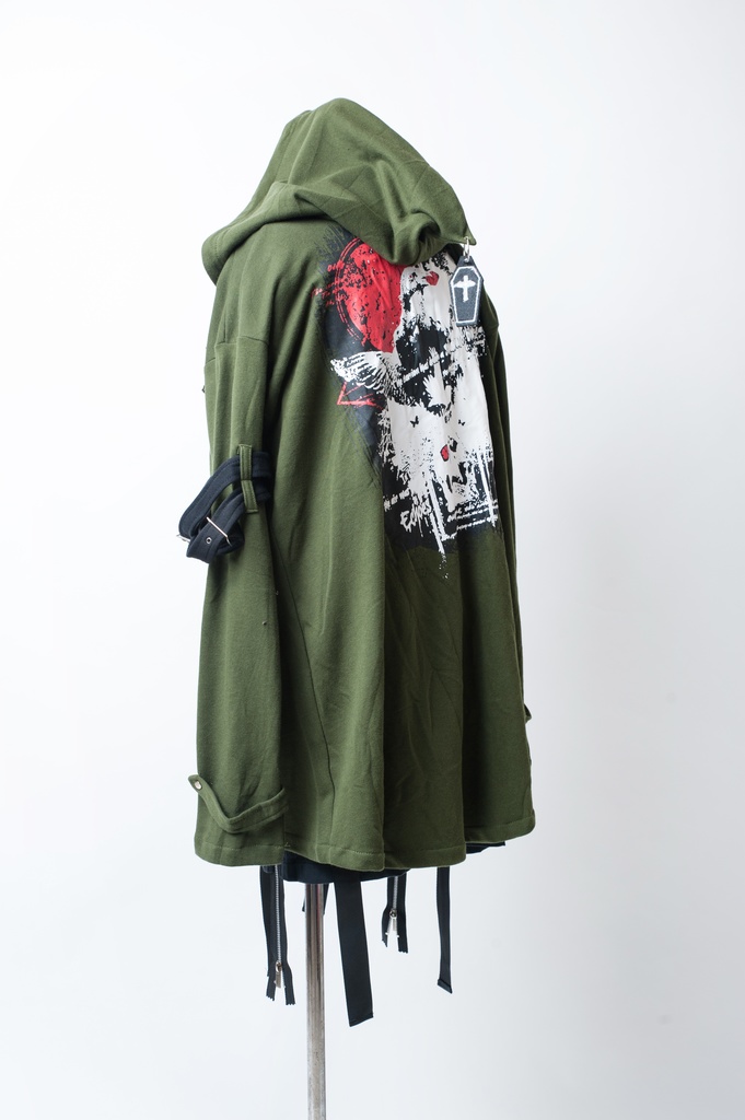 JillpunkオリジナルKERA コルウスからす座安全ピン付きゆったり付け札パーカージャケット メンズ レディーズ パンクロック カジュアル おしゃれ大きいサイズ男女兼用ヒップホップ