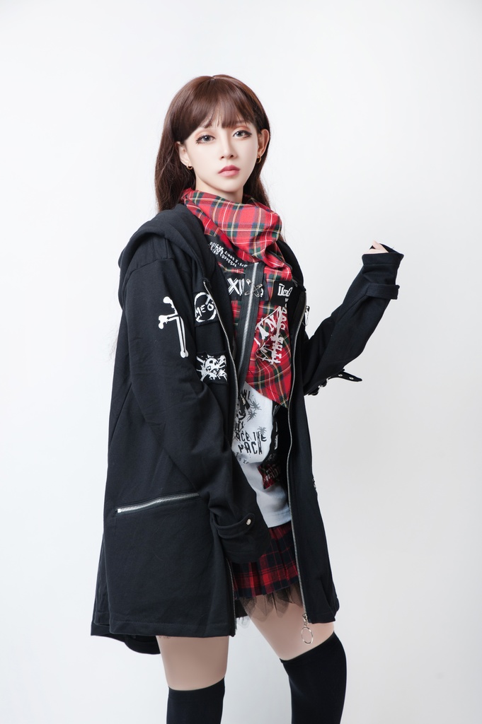 JillpunkオリジナルKERA コルウスからす座安全ピン付きゆったり付け札パーカージャケット メンズ レディーズ パンクロック カジュアル おしゃれ大きいサイズ男女兼用ヒップホップ