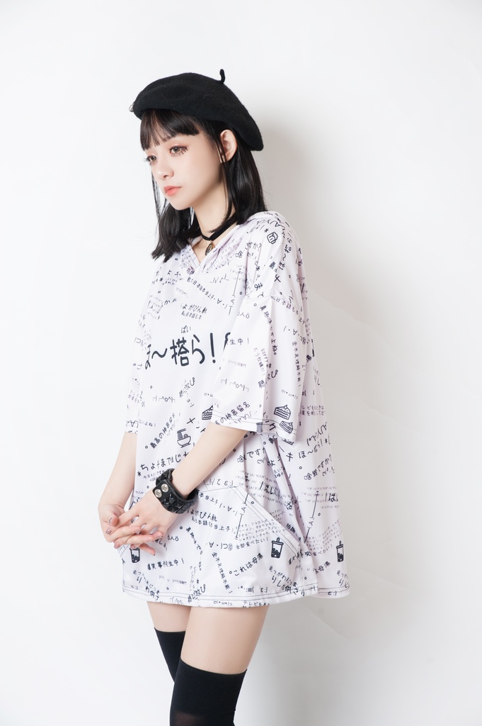 JillpunkオリジナルパンクKERA 偽日本語ほ~搭ら乾杯ら超かわいいお宅顔文字仮名フルプリントゆったり長袖半袖スウェットパーカーフード付ジャケット メンズ レディー V系 おしゃれ大きいサイズ男女兼用ファッション秋葉系