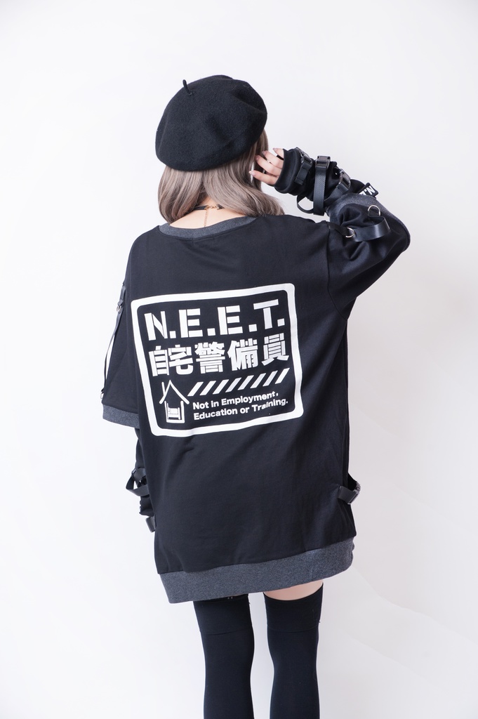 JillpunkオリジナルKERA アニメお宅二次コン 機動警察NEET自宅警備隊ミリタリー戦術アームカバー付きゆったり半袖Tシャツカットソー メンズ レディー V系 おしゃれ大きいサイズ男女兼用ファッション秋葉系カッコいい