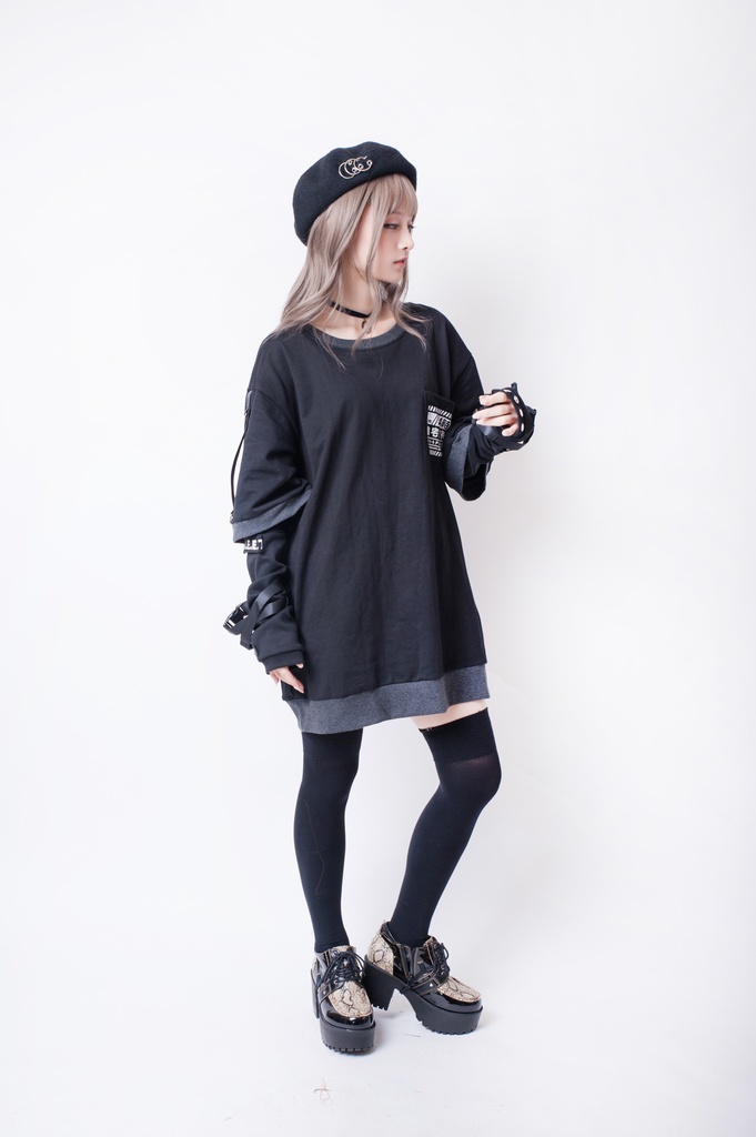 JillpunkオリジナルKERA アニメお宅二次コン 機動警察NEET自宅警備隊ミリタリー戦術アームカバー付きゆったり半袖Tシャツカットソー メンズ レディー V系 おしゃれ大きいサイズ男女兼用ファッション秋葉系カッコいい