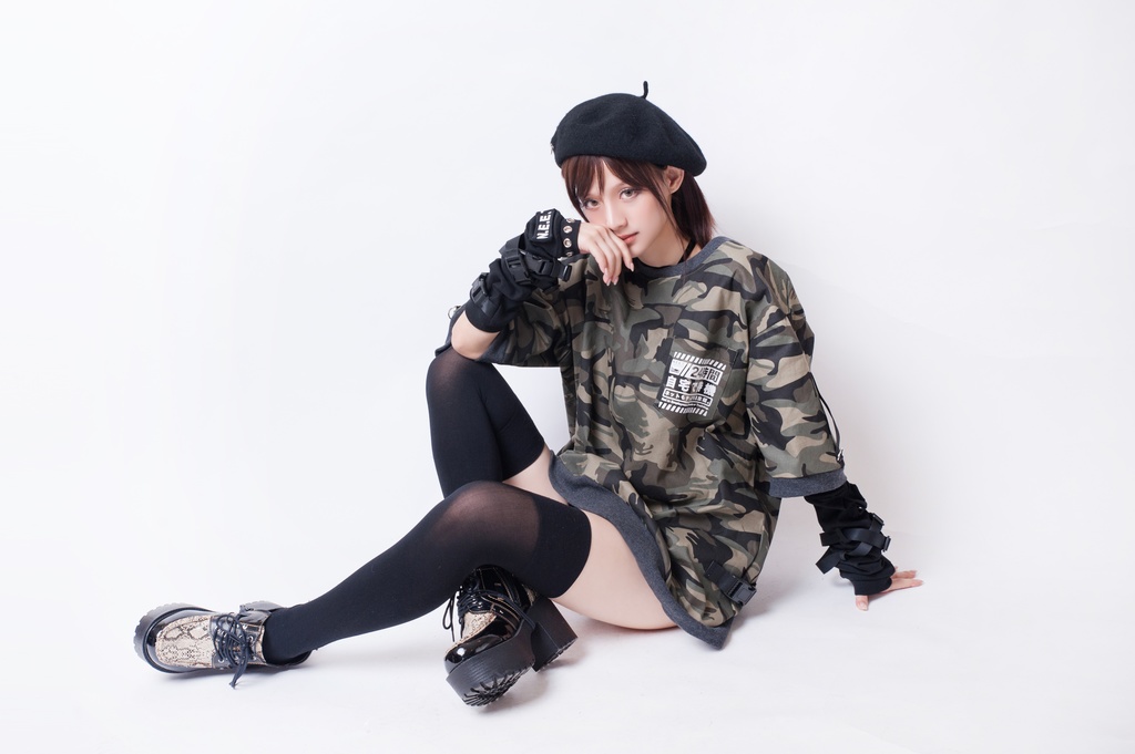 JillpunkオリジナルKERA アニメお宅二次コン 機動警察NEET自宅警備隊ミリタリー戦術アームカバー付きゆったり半袖Tシャツカットソー メンズ レディー V系 おしゃれ大きいサイズ男女兼用ファッション秋葉系カッコいい