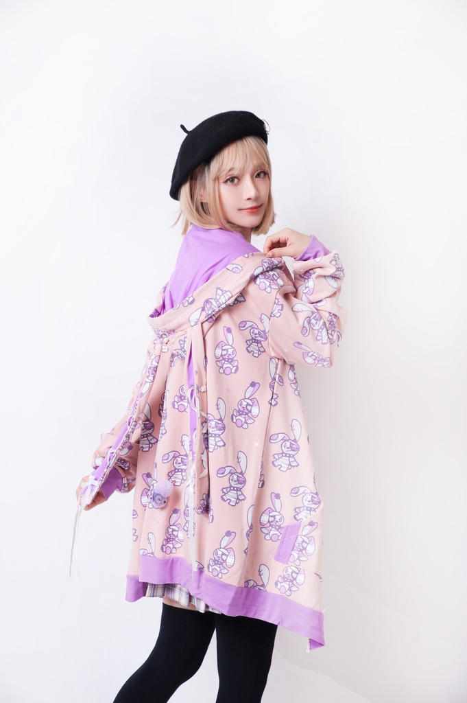 JillpunkオリジナルパンクKERA 北海海賊兎うさぎ耳リボンポンポン尾ピンゆったり長袖パーカーオーバサイズジャケット ロリータメンズ レディー V系可愛いおしゃれ大きいサイズ男女兼用ファッション秋葉系萌え