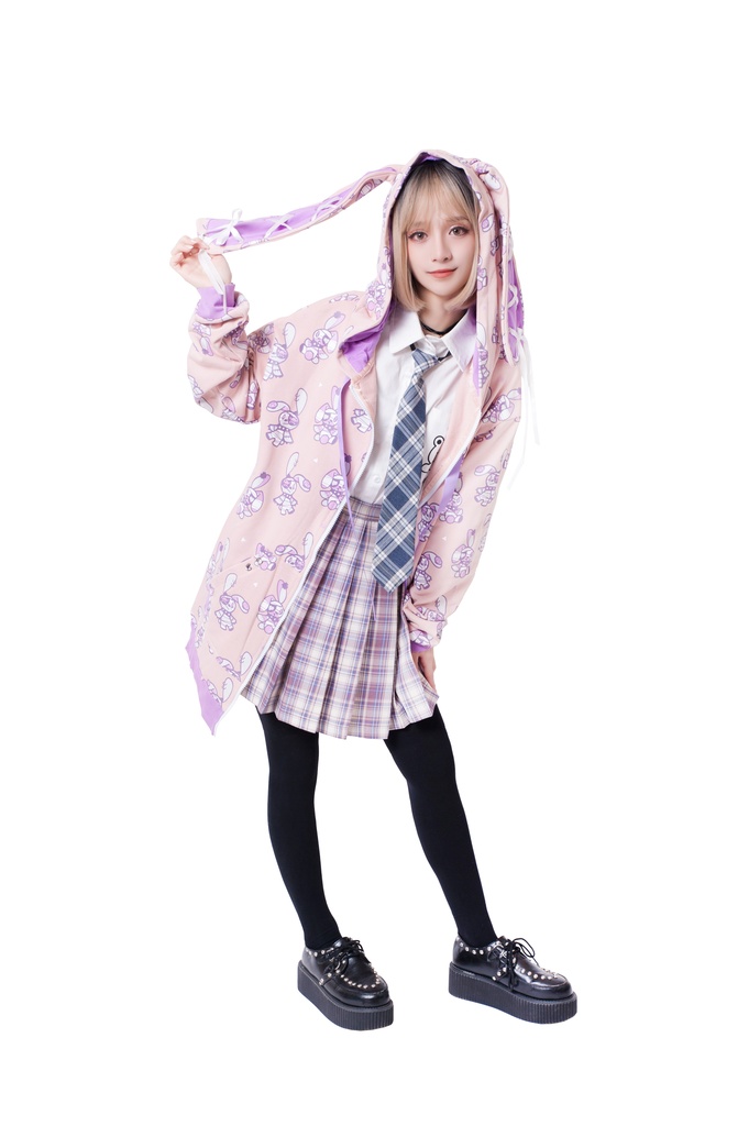 JillpunkオリジナルパンクKERA 北海海賊兎うさぎ耳リボンポンポン尾ピンゆったり長袖パーカーオーバサイズジャケット ロリータメンズ レディー V系可愛いおしゃれ大きいサイズ男女兼用ファッション秋葉系萌え