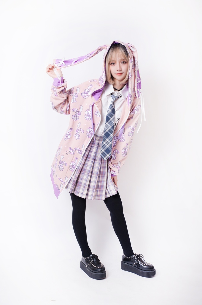 JillpunkオリジナルパンクKERA 北海海賊兎うさぎ耳リボンポンポン尾ピンゆったり長袖パーカーオーバサイズジャケット ロリータメンズ レディー V系可愛いおしゃれ大きいサイズ男女兼用ファッション秋葉系萌え