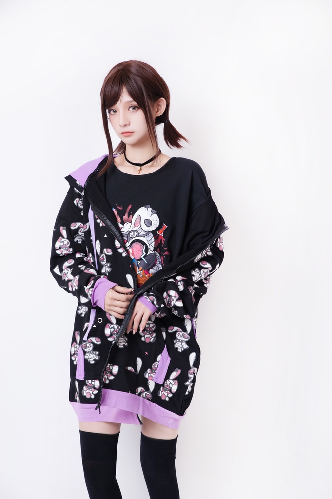 JillpunkオリジナルパンクKERA 北海海賊兎うさぎ耳リボンポンポン尾ピンゆったり長袖パーカーオーバサイズジャケット ロリータメンズ レディー V系可愛いおしゃれ大きいサイズ男女兼用ファッション秋葉系萌え