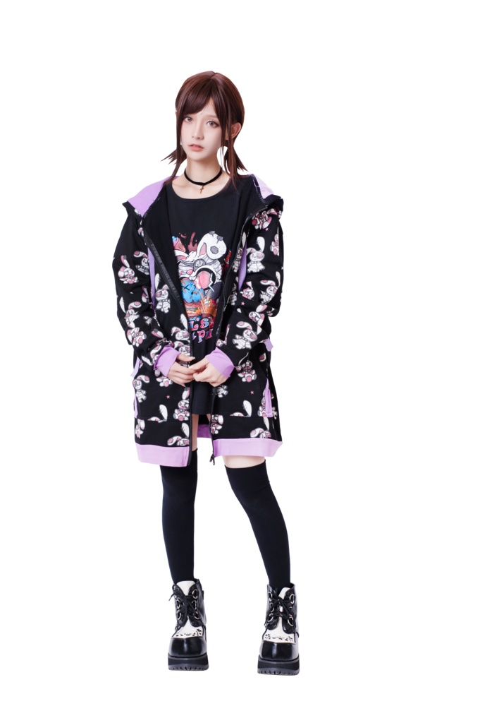 JillpunkオリジナルパンクKERA 北海海賊兎うさぎ耳リボンポンポン尾ピンゆったり長袖パーカーオーバサイズジャケット ロリータメンズ レディー V系可愛いおしゃれ大きいサイズ男女兼用ファッション秋葉系萌え