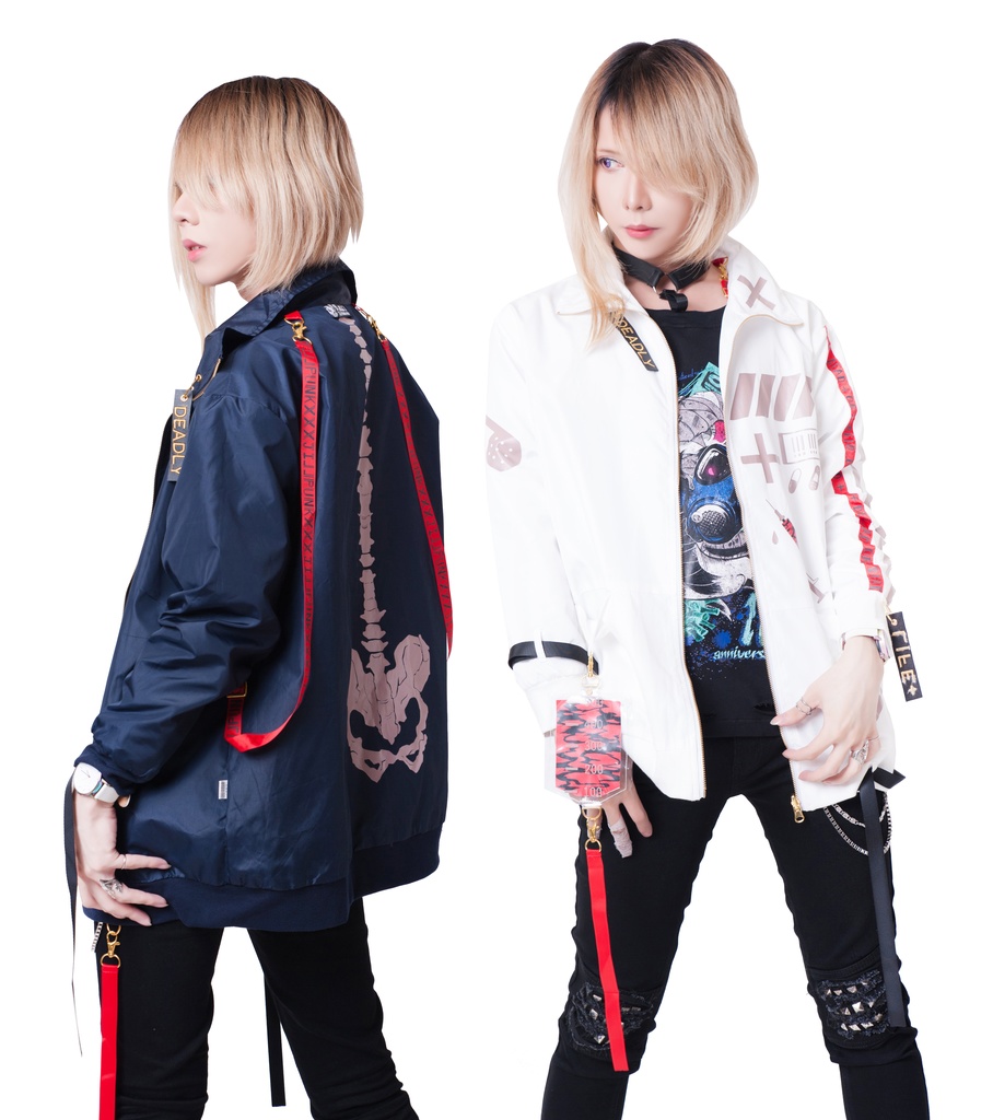 JillpunkオリジナルKERA 86+コラボ生死一如LIFE or DEADLYサスペンダー付きウィンドウブレーカージャケット リバーシブル裏表兼用 メンズ レディー V系 おしゃれ大きいサイズ男女兼用ファッション秋葉系カッコいい