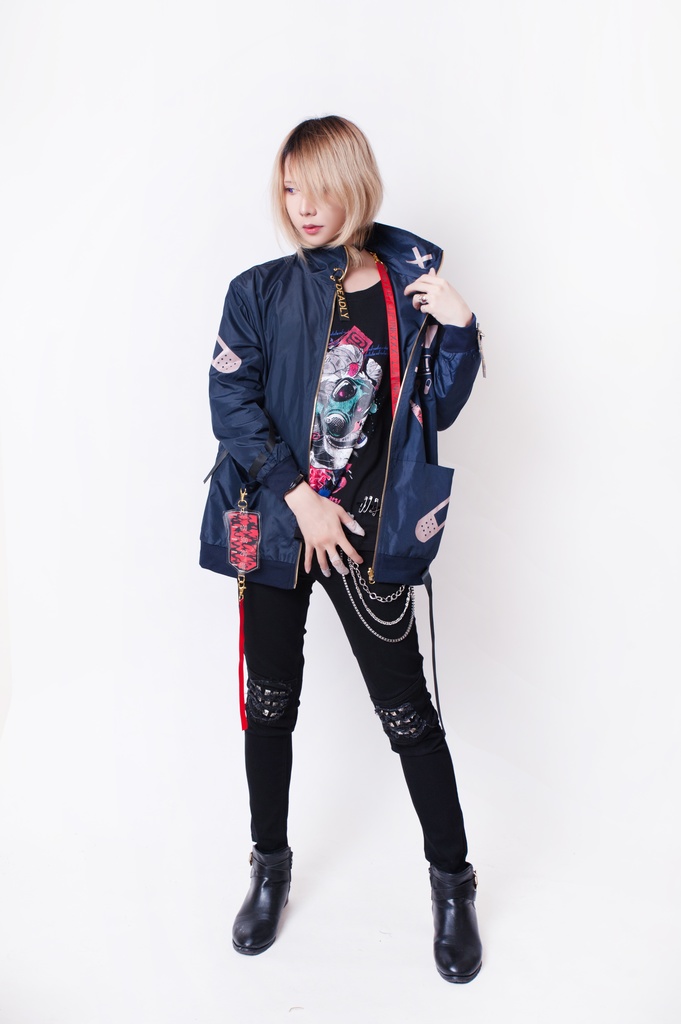 JillpunkオリジナルKERA 86+コラボ生死一如LIFE or DEADLYサスペンダー付きウィンドウブレーカージャケット リバーシブル裏表兼用 メンズ レディー V系 おしゃれ大きいサイズ男女兼用ファッション秋葉系カッコいい