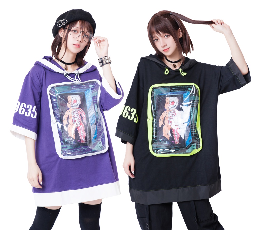 JillpunkオリジナルKERA未来工業ホムンクルスベビー人造人NO. 9635痛バッグ付きゆったりパーカー パンクメンズ レディースV系男女兼用ファッション秋葉系カッコいいおしゃれ