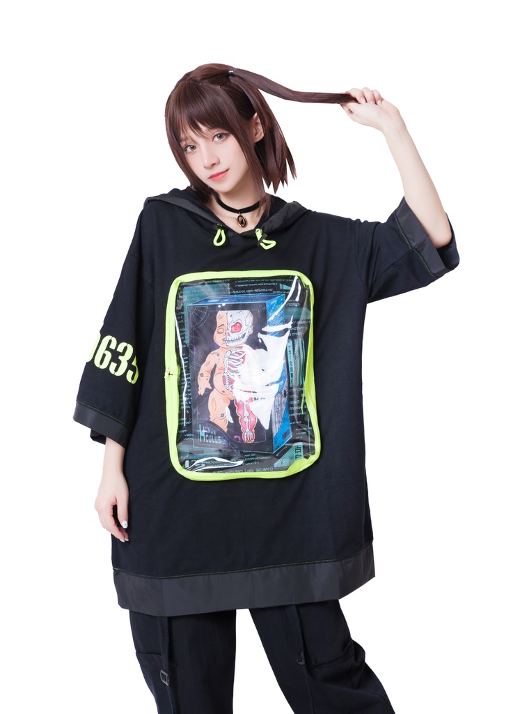 JillpunkオリジナルKERA未来工業ホムンクルスベビー人造人NO. 9635痛バッグ付きゆったりパーカー パンクメンズ レディースV系男女兼用ファッション秋葉系カッコいいおしゃれ