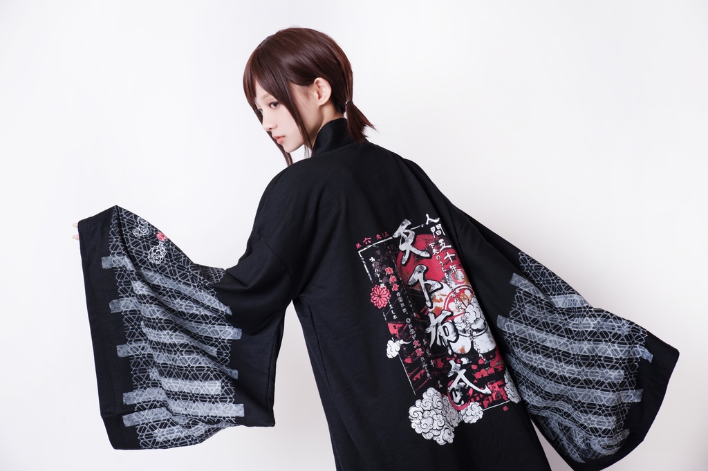 JillpunkオリジナルパンクKERAアニメファンタジー 第六天魔王織田信長武将譚漢字書道現代羽織和装ジャケットブレザー メンズ レディー V系カッコいい おしゃれ大きいサイズ男女兼用ファッション秋葉系